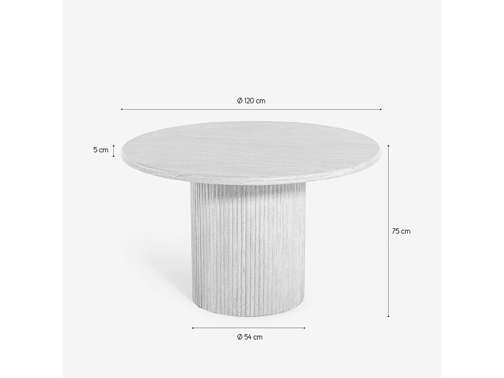 Table de salon ronde 120cm moderne en bois effet pierre Kara