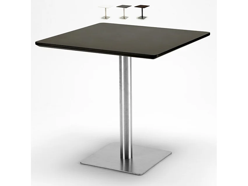 Mesa cuadrada 90 x 90 cm con soporte en el centro para bar café Horeca - Negro - Silver