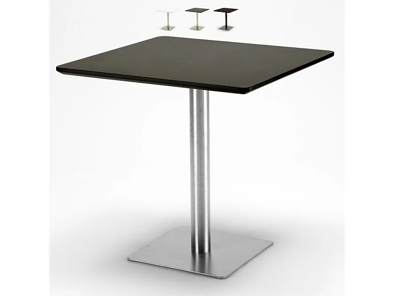 Mesa cuadrada 90 x 90 cm con soporte en el centro para bar café Horeca - Negro - Silver