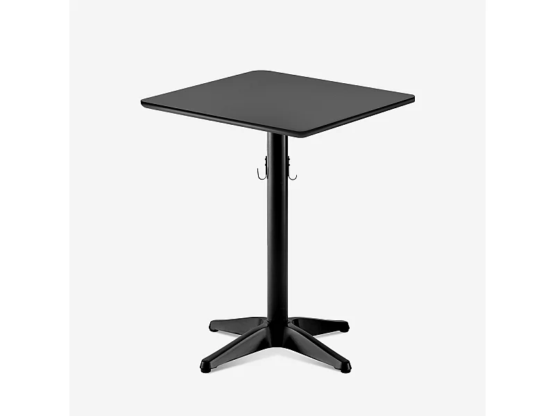 Mesa negra para bar y restaurante de 70x70 cm moderna con gancho para colgar el bolso Jotor