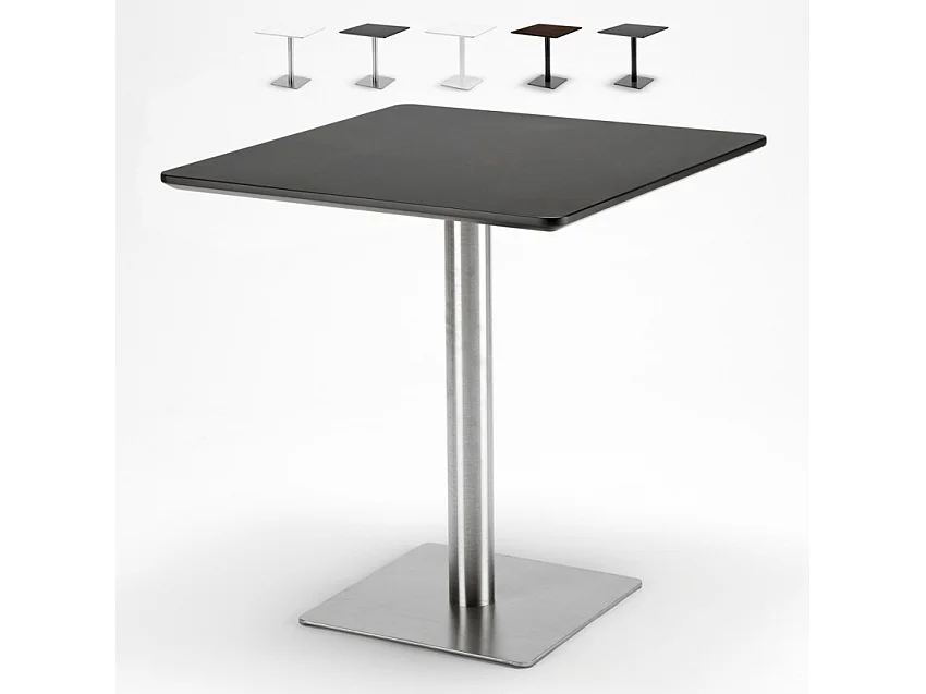 Tavolino quadrato per bar ristoranti hotel 70x70 Horeca - Nero - Silver