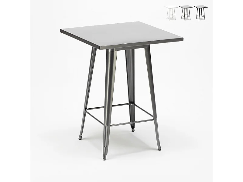 mesa alta para taburetes acero metal industrial 60x60 nut - Gris