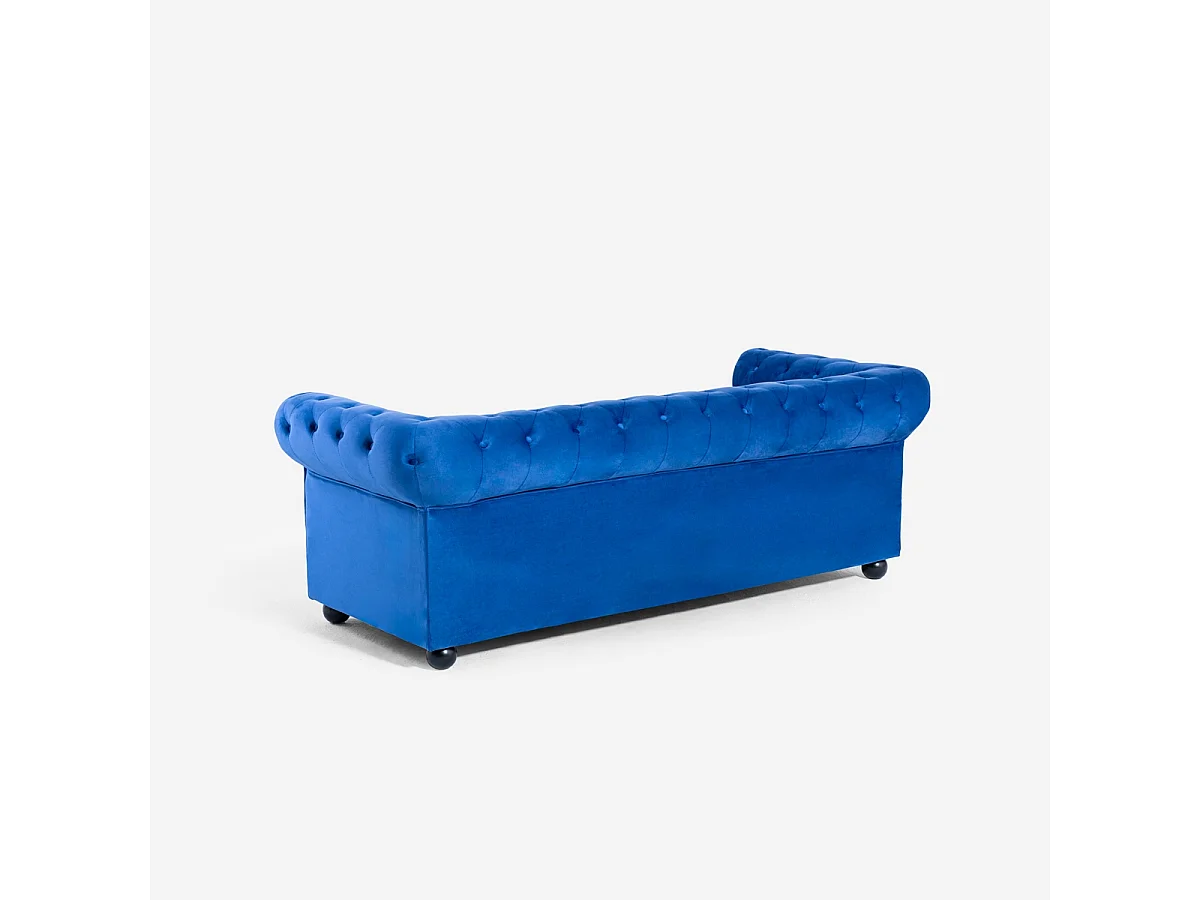 Sofá Chesterfield de terciopelo de 3 plazas estilo clásico vintage Norwich - Azul Marino