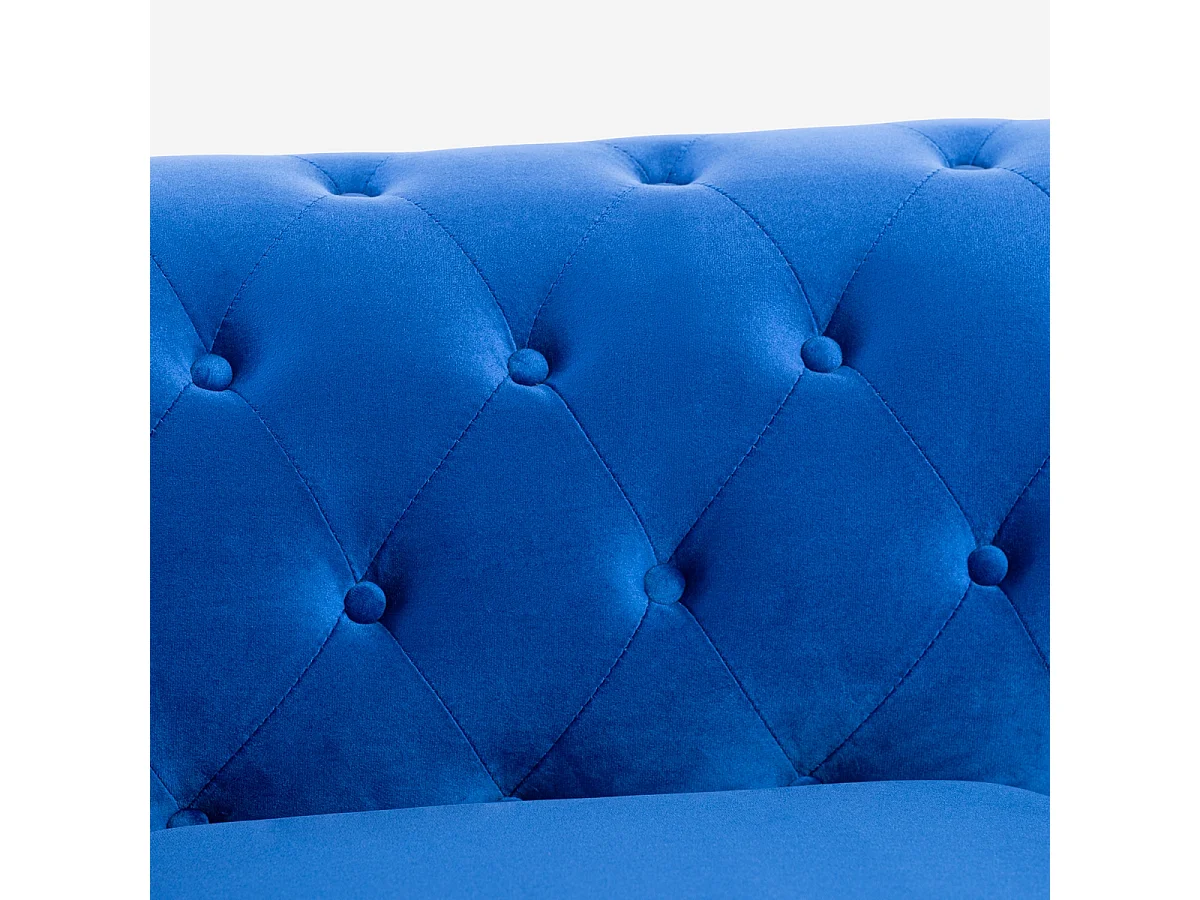 Sofá Chesterfield de terciopelo de 3 plazas estilo clásico vintage Norwich - Azul Marino