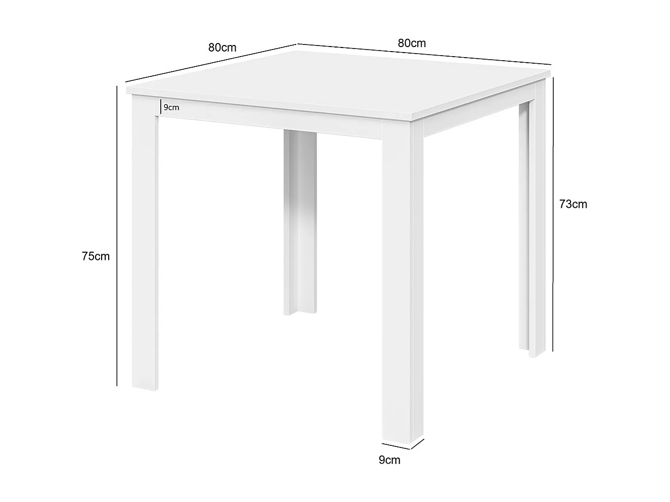 Mesa de comedor blanca cuadrada 80x80cm diseño moderno Ika 8