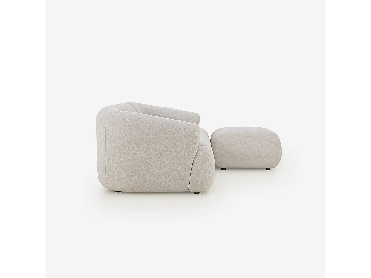 Sofá modular de 3 plazas curvo con puf de tela Yuna-3P