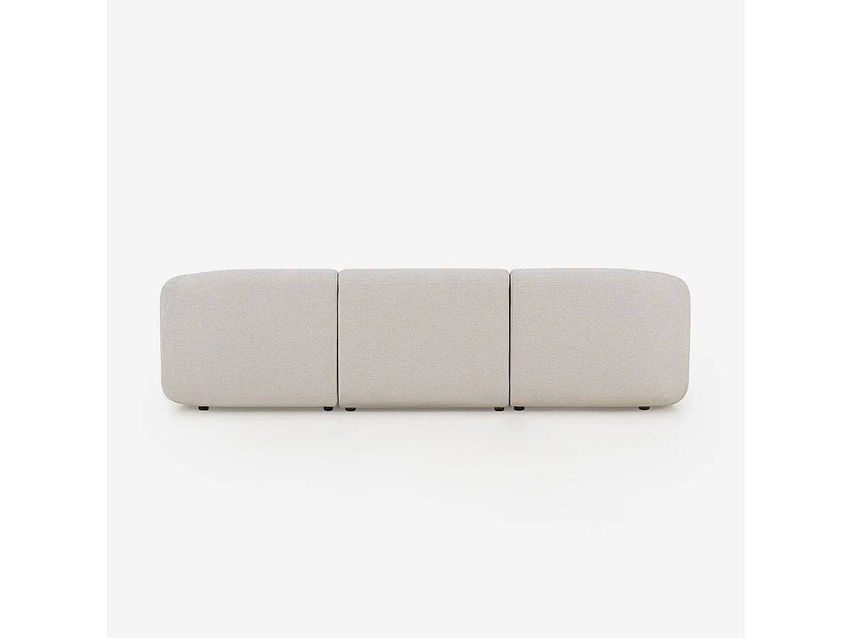 Sofá modular de 3 plazas curvo con puf de tela Yuna-3P