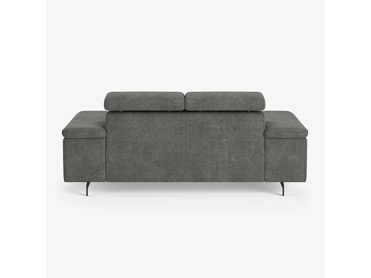 Divano 2 posti moderno in ciniglia con poggiatesta regolabile Vella - Grigio