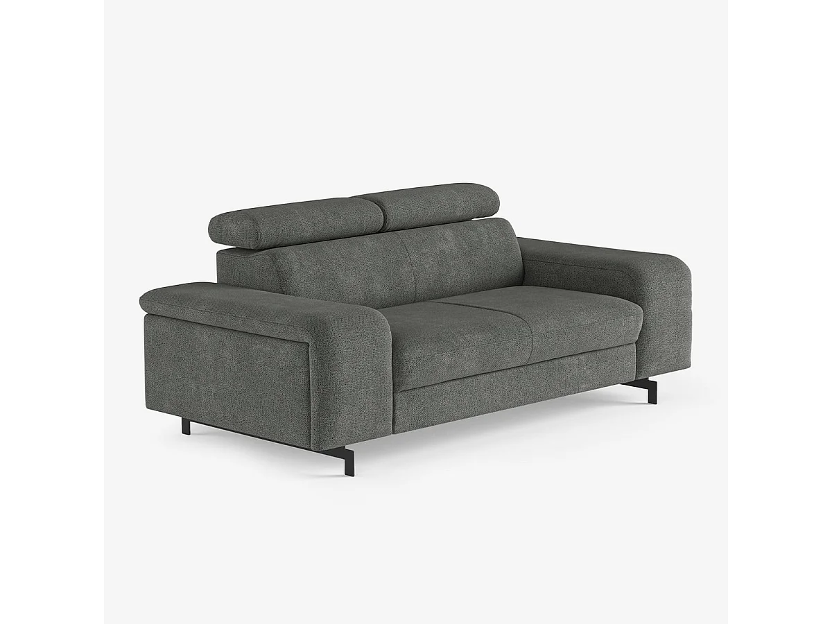 Sofá moderno de 2 plazas en chenilla con reposacabezas ajustable Vella - Gris