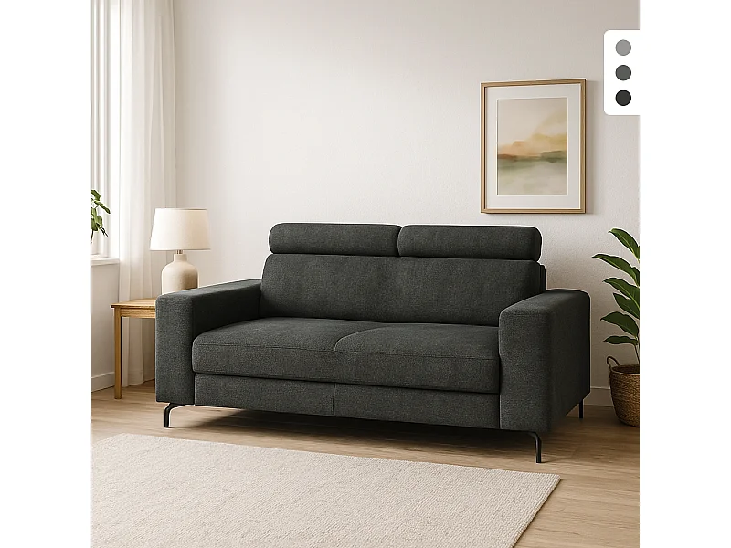 Divano 2 posti moderno in ciniglia con poggiatesta regolabile Vella - Grigio