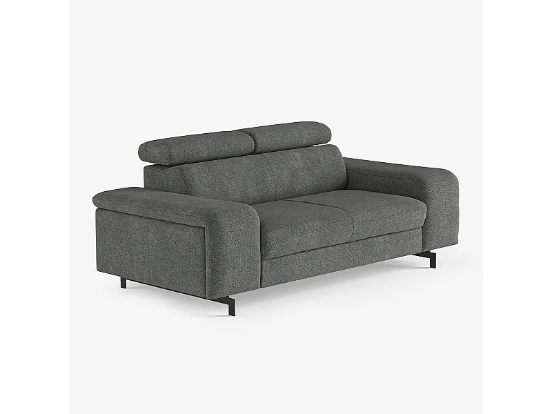 Sofá moderno de 2 plazas en chenilla con reposacabezas ajustable Vella - Gris