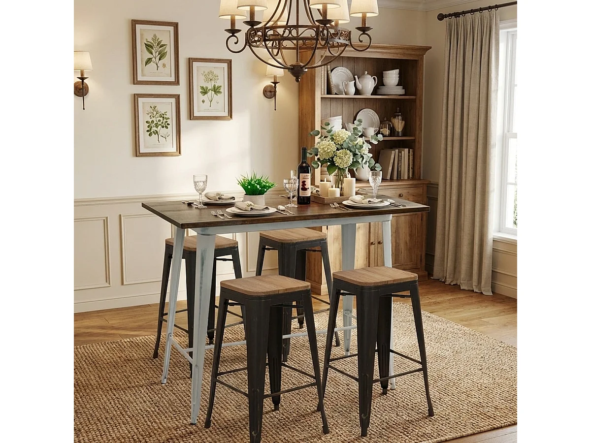 Esszimmer Vintage Industriestil Metalltisch 120x60x106 cm Catal Brush. - Weiß