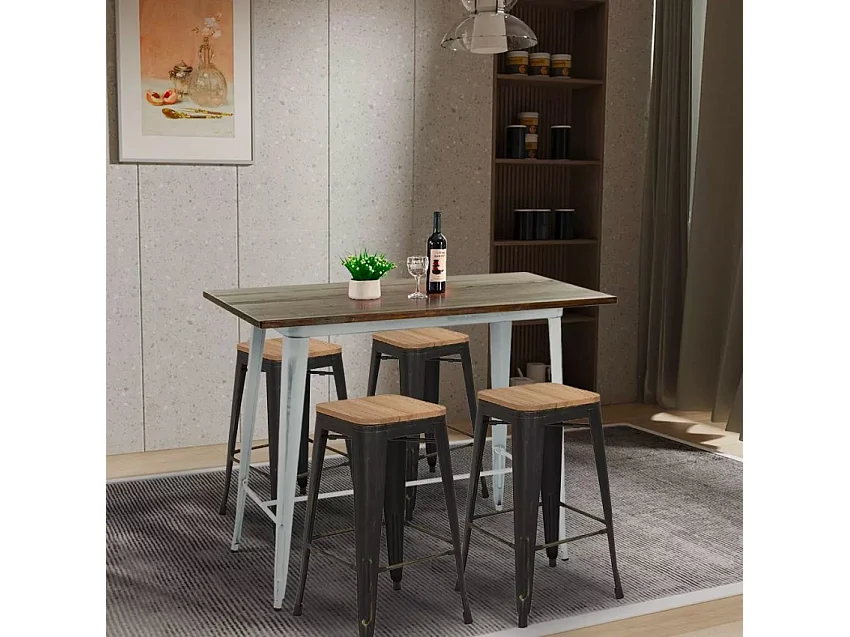 Esszimmer Vintage Industriestil Metalltisch 120x60x106 cm Catal Brush. - Weiß