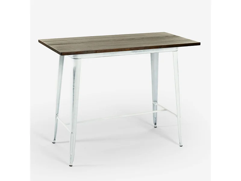 Mesa bar alta taburetes vintage industrial 120 x 60 x 106 cm Catal Brush - Blanco