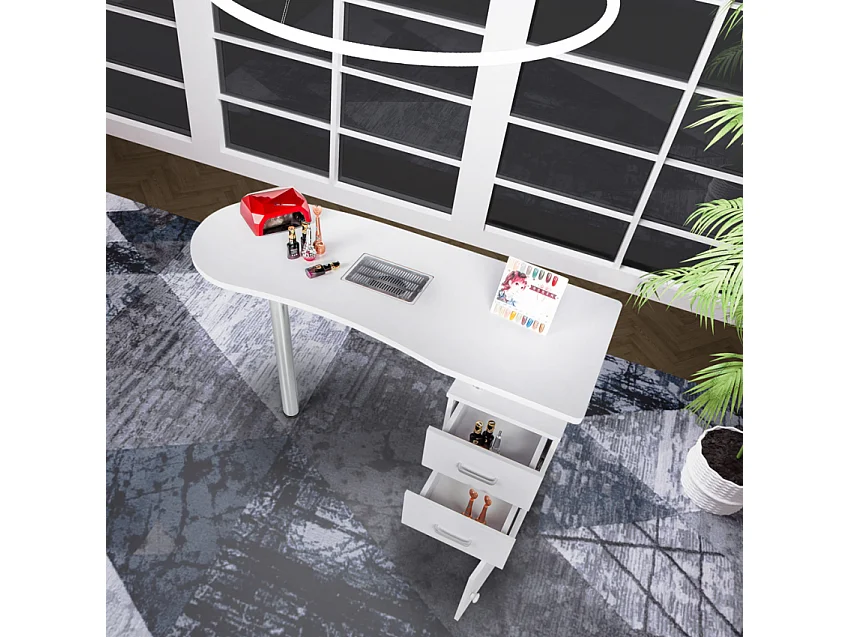 Tavolo per manicure e ricostruzione unghie con ventola aspiratore e ruote Adeam