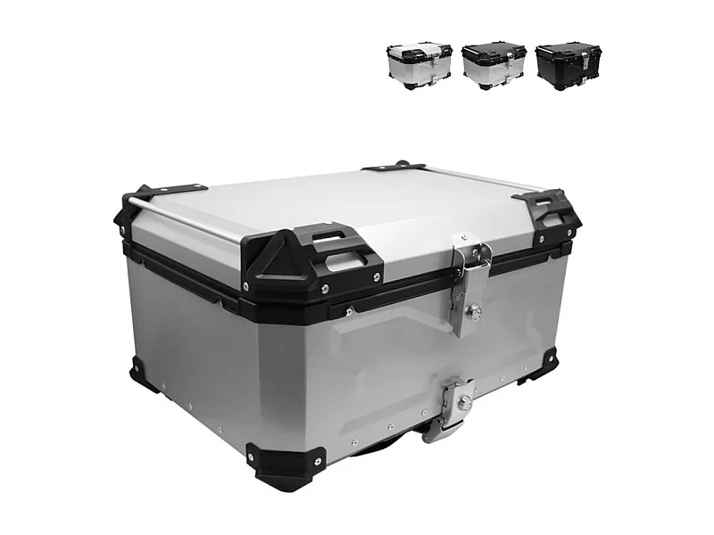Universeller Motorroller Topcase 65 Liter für zwei Helme Maverick XL - Silver