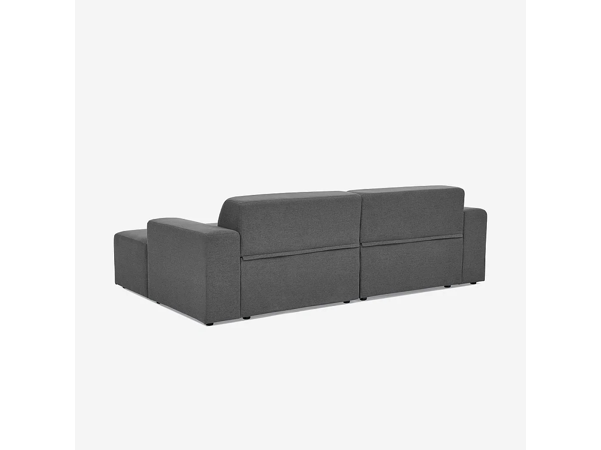 Sofá de diseño moderno de 3 plazas con chaise longue a la derecha de tela Toliman - Gris Oscuro