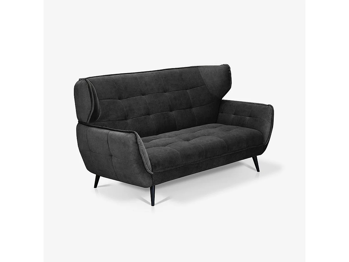 Sofá de 2 plazas de diseño en terciopelo estilo capitoné Vaaru - Antracita