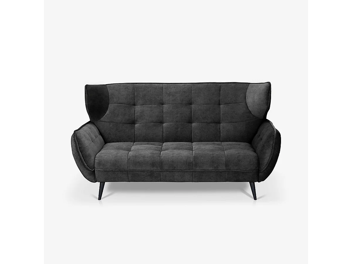 Sofá de 2 plazas de diseño en terciopelo estilo capitoné Vaaru - Antracita