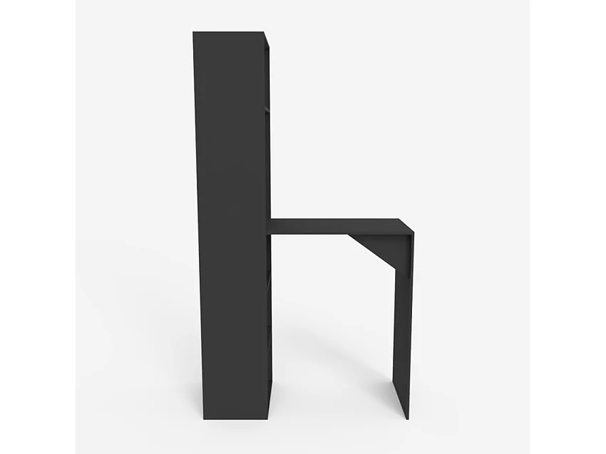 Mobile bar moderno tavolo alto per sgabelli con ripiani h109 Tanul - Nero