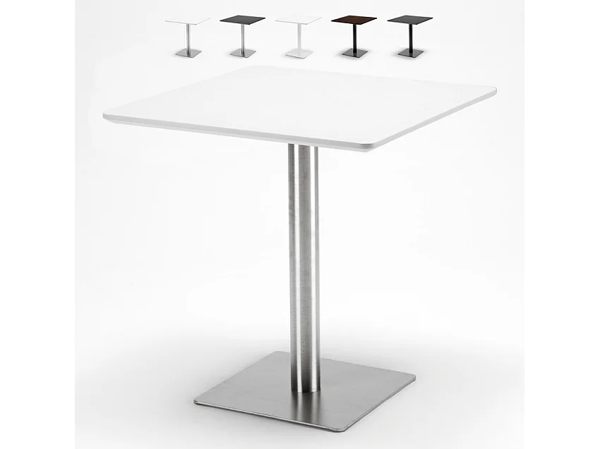 Mesa cuadrada 70x70 para bares restaurantes hoteles Horeca - Blanco - Plata