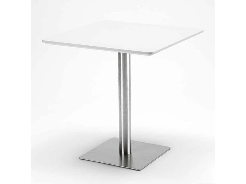 Mesa cuadrada 70x70 para bares restaurantes hoteles Horeca - Blanco - Plata