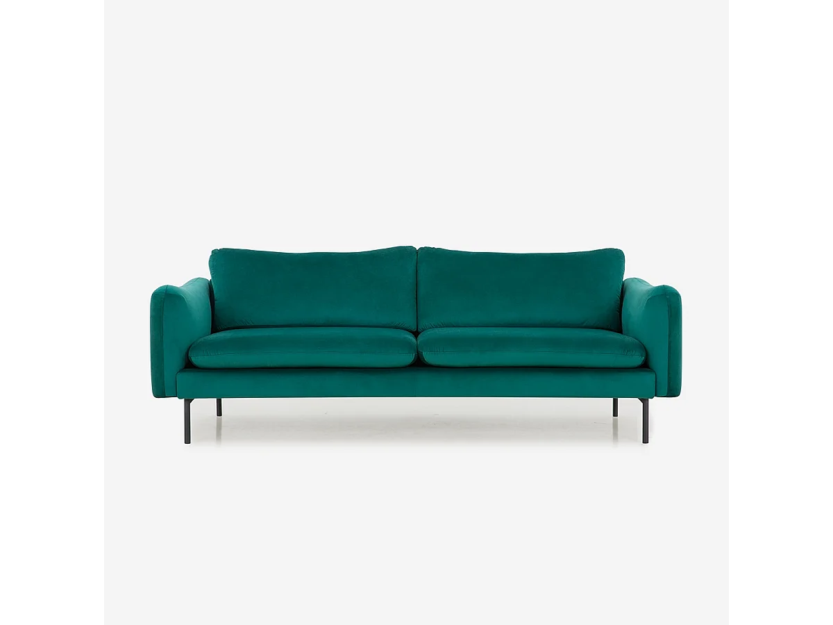 Divano 3 posti moderno elegante in velluto verde scuro Tashi