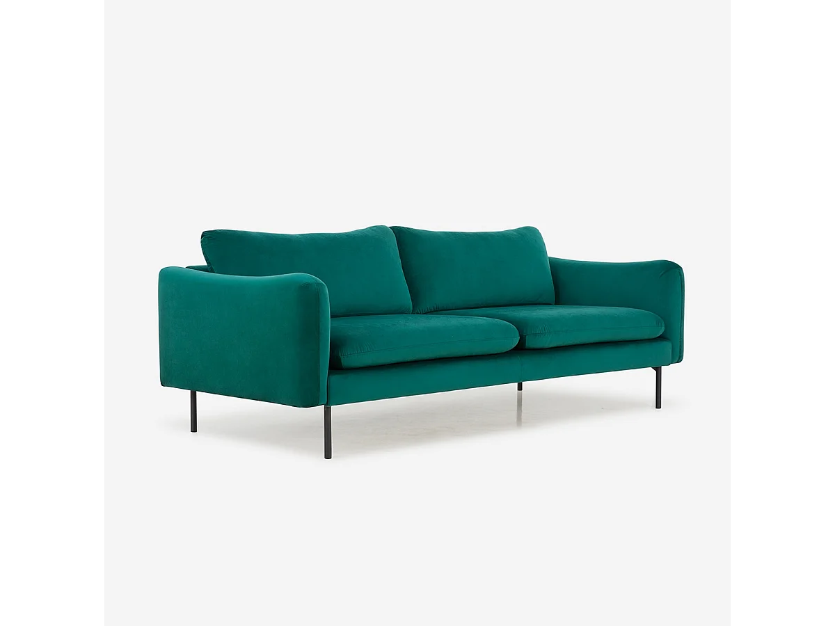 Divano 3 posti moderno elegante in velluto verde scuro Tashi