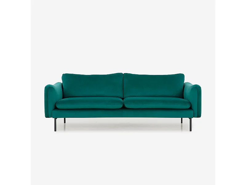 Divano 3 posti moderno elegante in velluto verde scuro Tashi