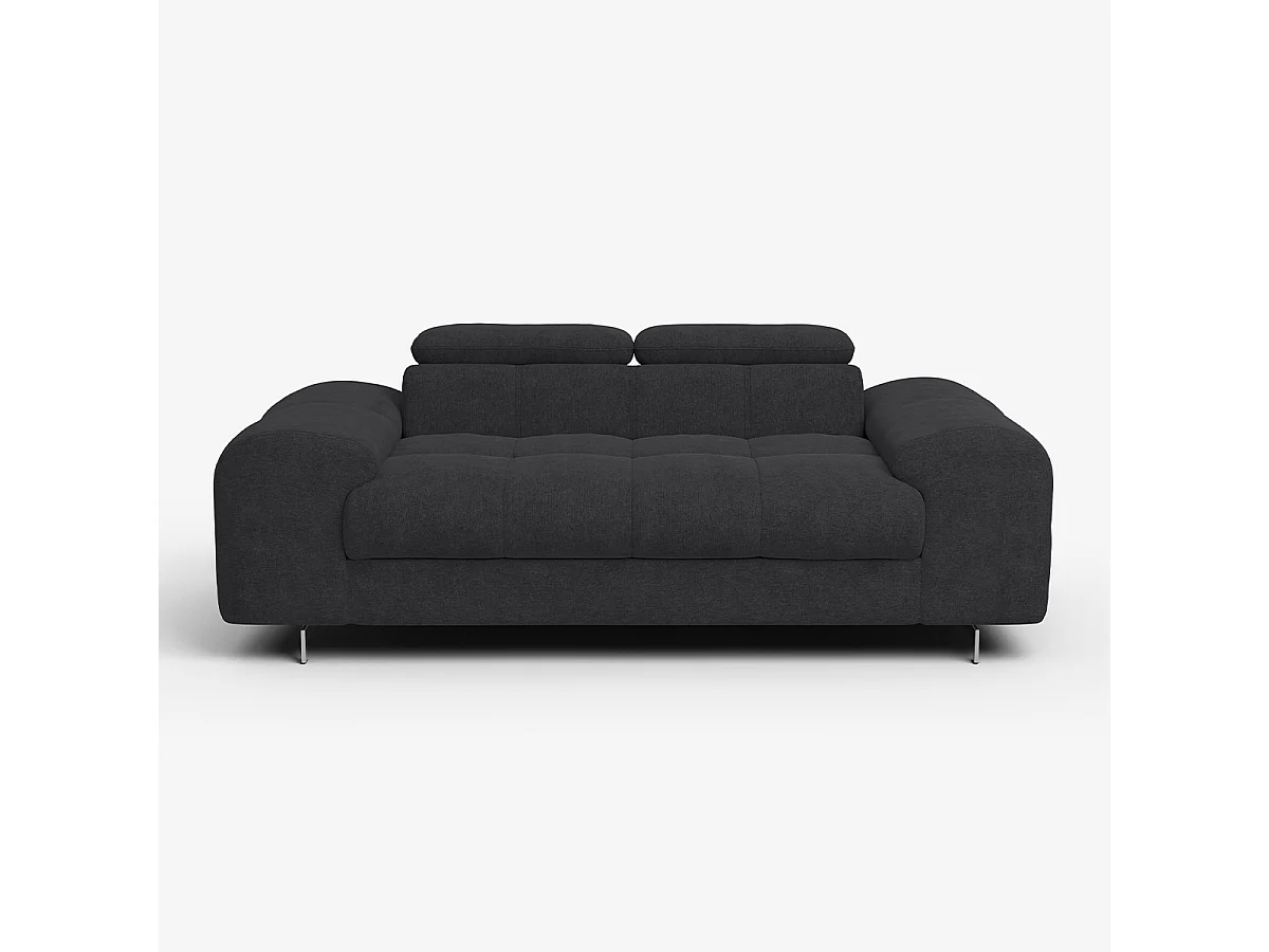 Sofá moderno de 2 plazas de tela con reposacabezas ajustable Kuran - Negro