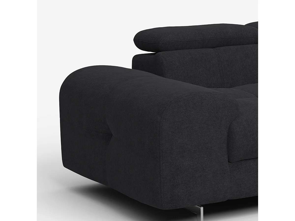 Sofá moderno de 2 plazas de tela con reposacabezas ajustable Kuran - Negro