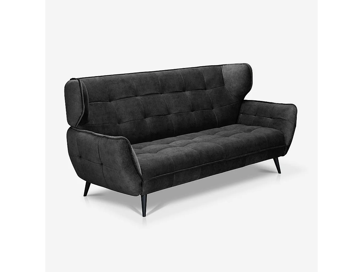 Sofá moderno de 3 plazas en terciopelo estilo capitoné Buran - Antracita