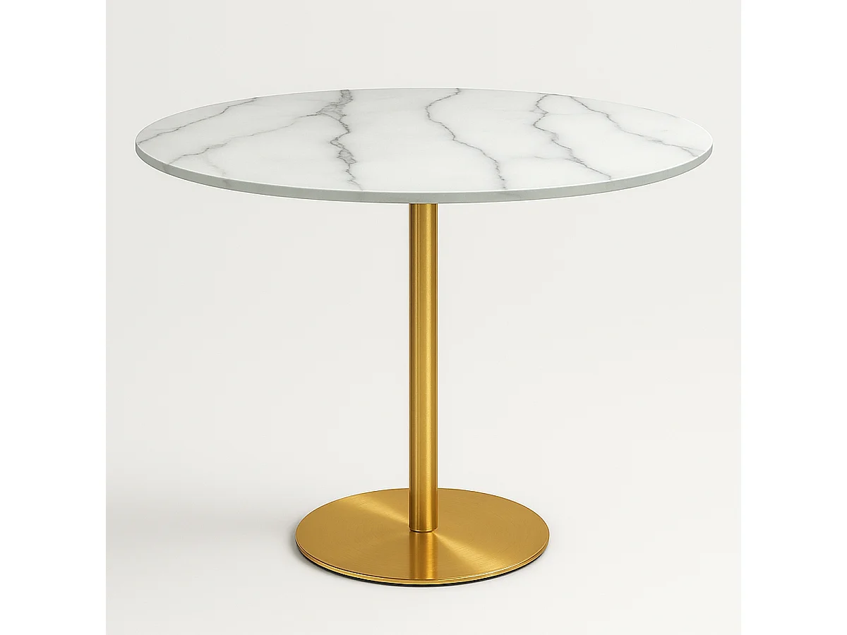 Table Goblet ronde 80cm effet marbre doré style classique Monika