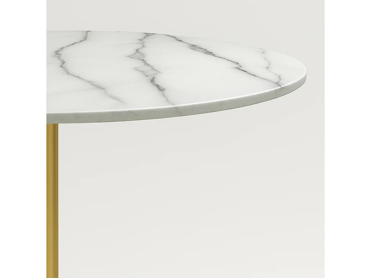 Table Goblet ronde 80cm effet marbre doré style classique Monika