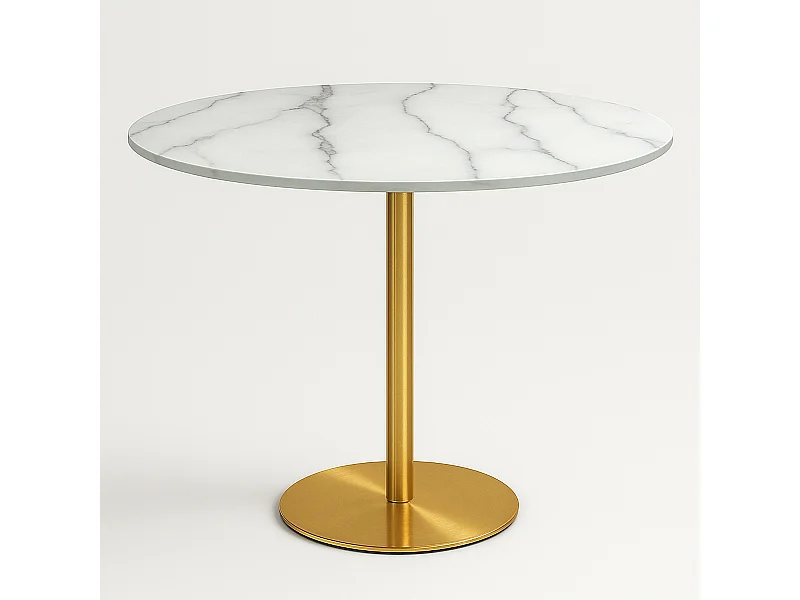 Table Goblet ronde 80cm effet marbre doré style classique Monika