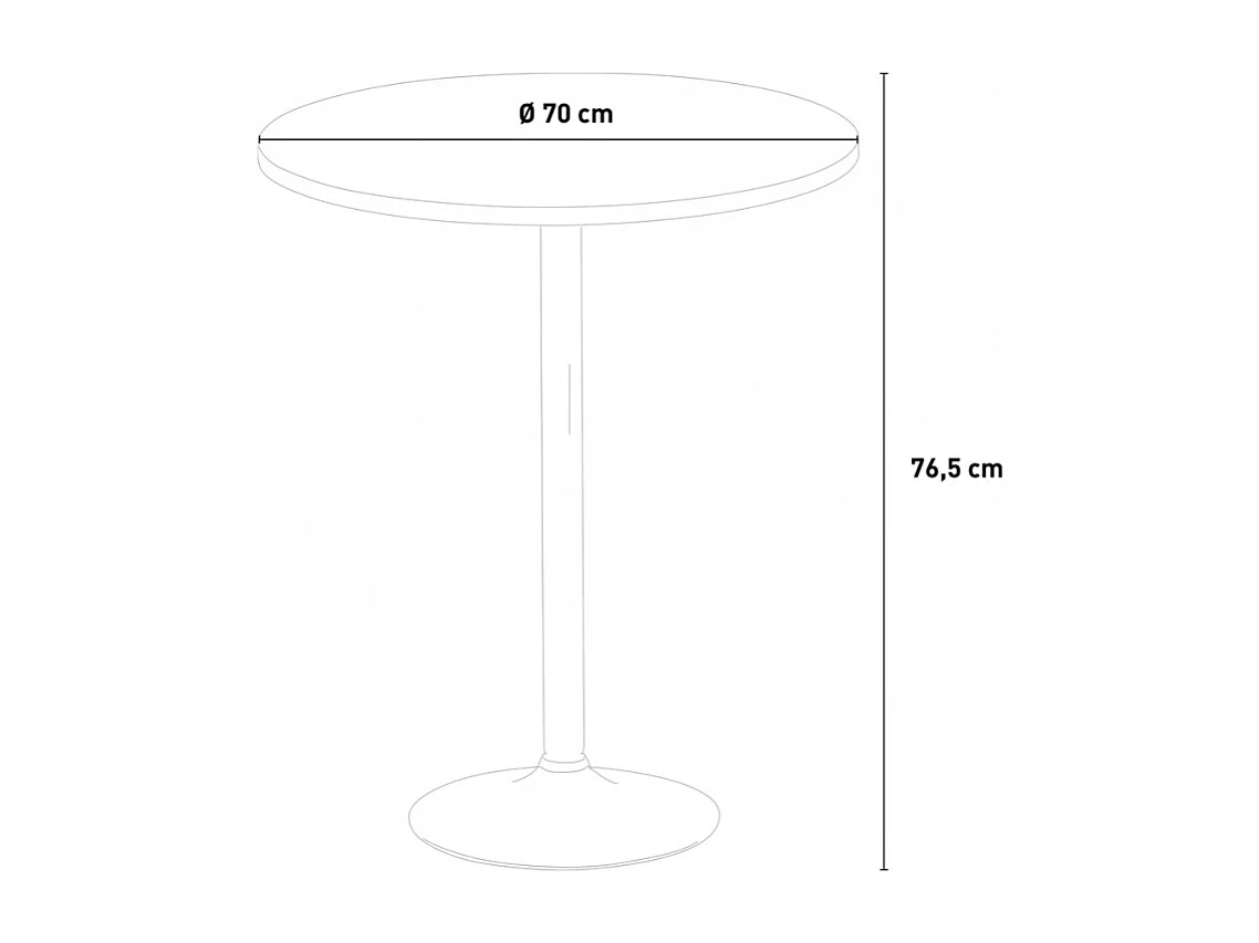 Tavolino bar rotondo quadrato nero bianco 70x70 Bistrot
