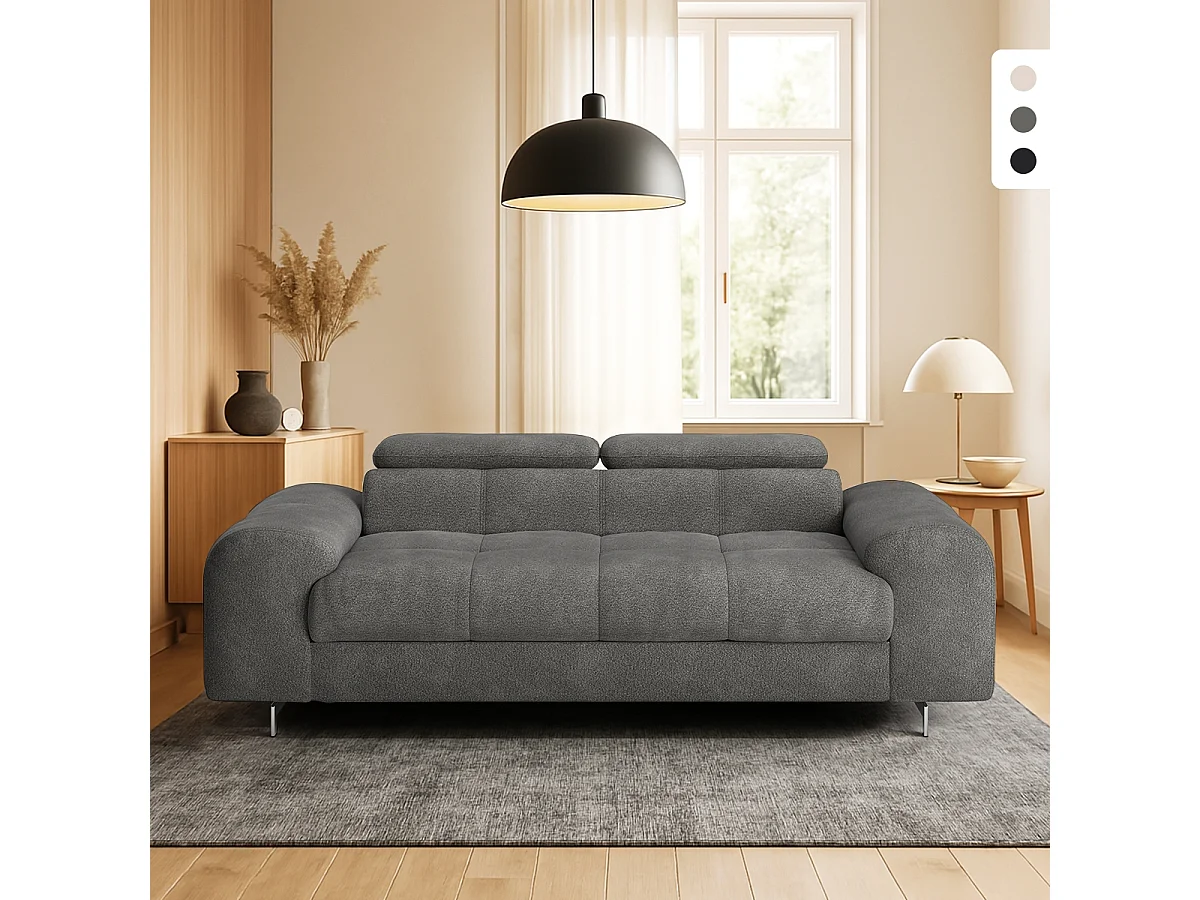 Divano 3 posti di design moderno con poggiatesta regolabile Felon - Antracite