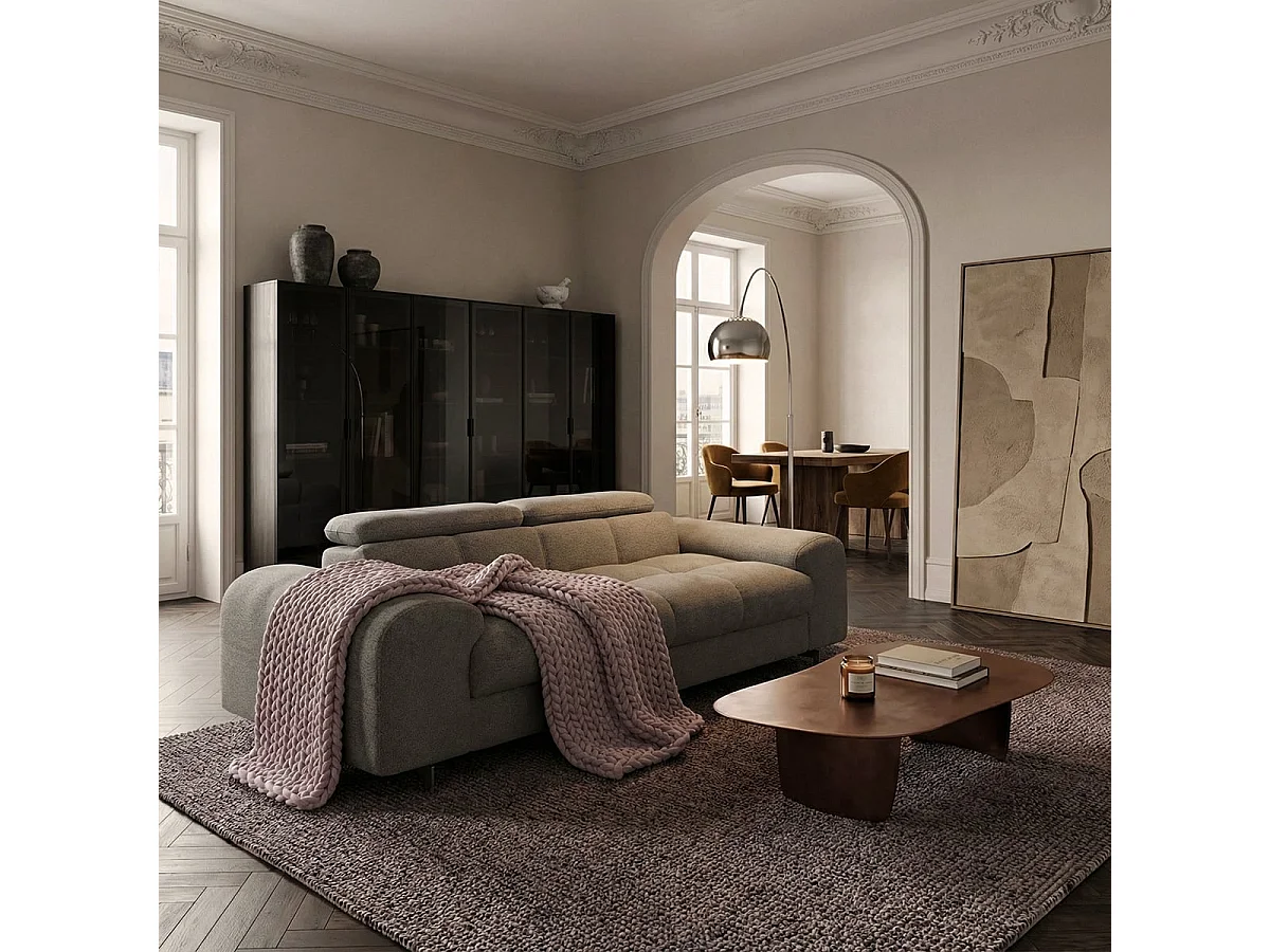 Sofá de diseño moderno de 3 plazas con reposacabezas ajustable Felon - Antracita