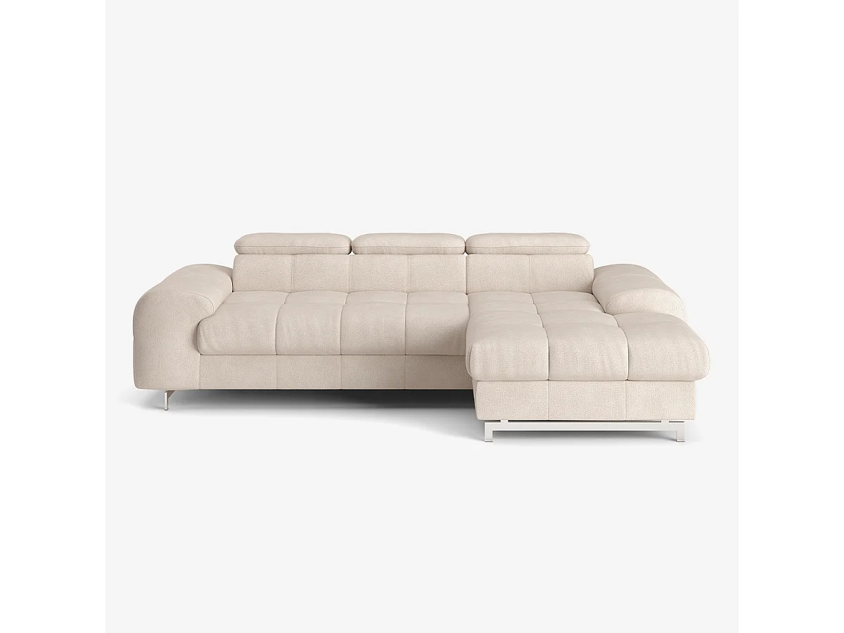 Divano angolare 3 posti con penisola destra poggiatesta regolabile Zafra - Beige