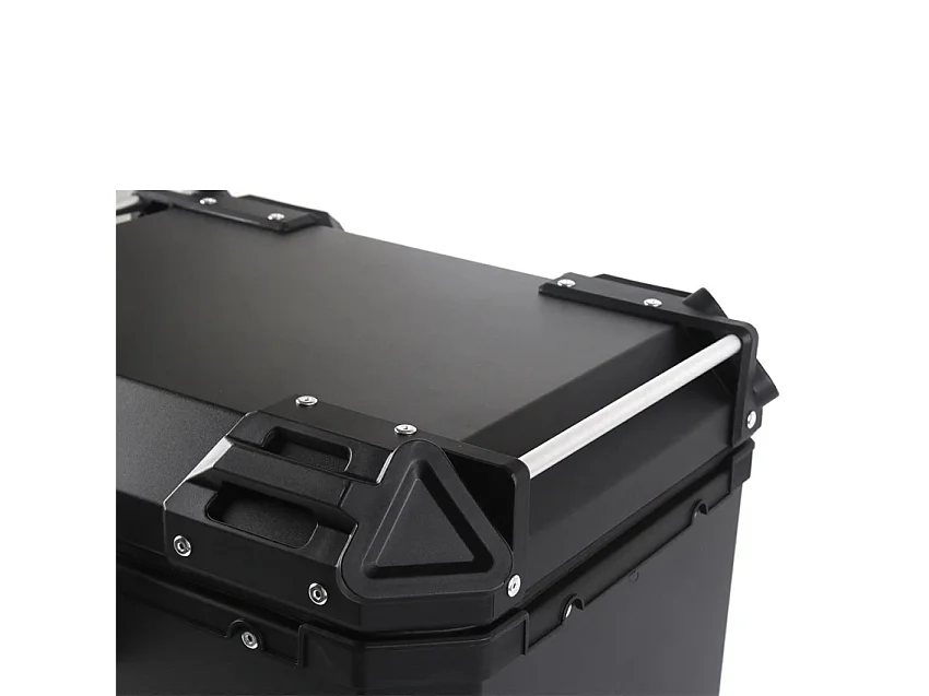 Baúl maleta trasera para moto de 46 litros negra con placa universal Adventure