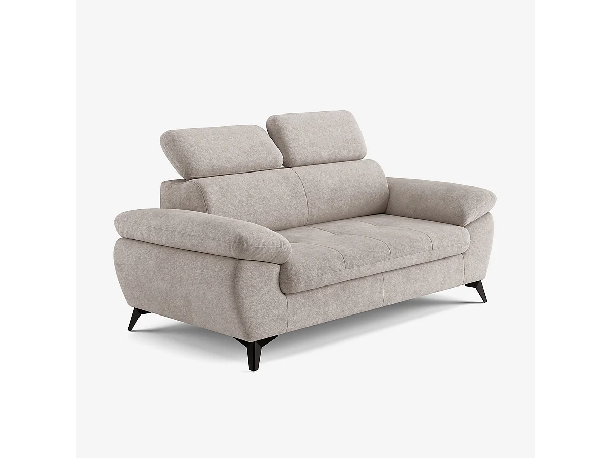 Divano 2 posti moderno in tessuto con poggiatesta regolabile Savi - Grigio