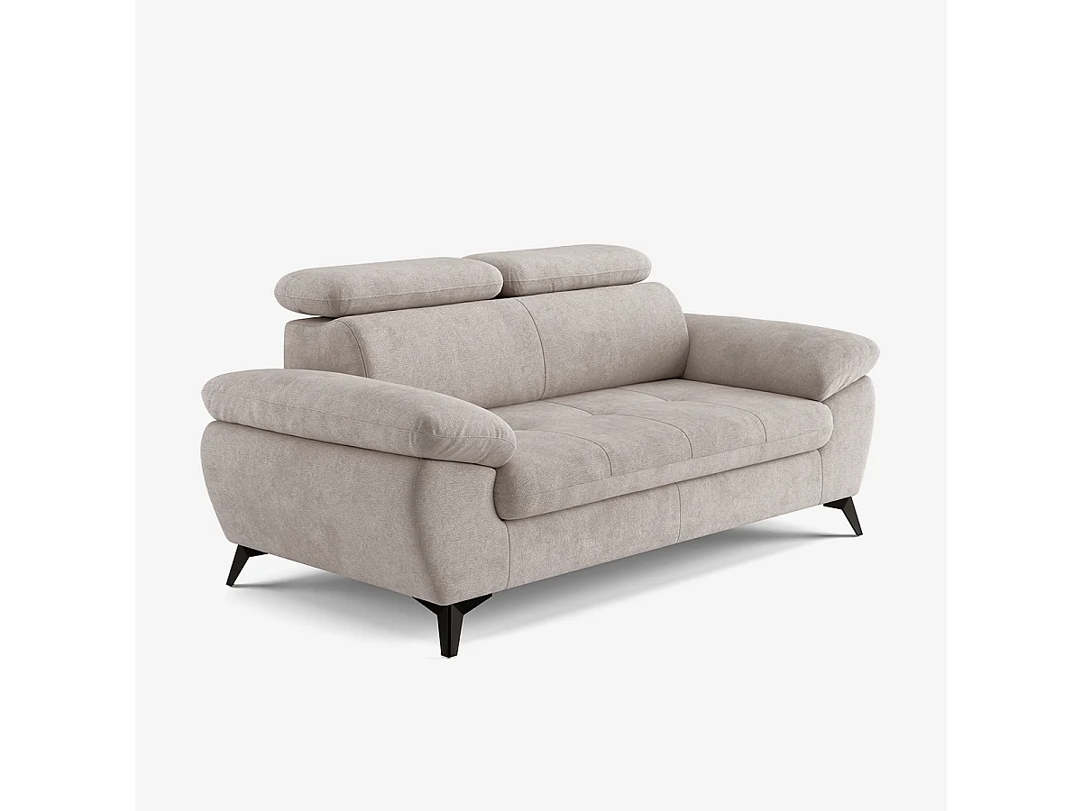 Divano 2 posti moderno in tessuto con poggiatesta regolabile Savi - Grigio