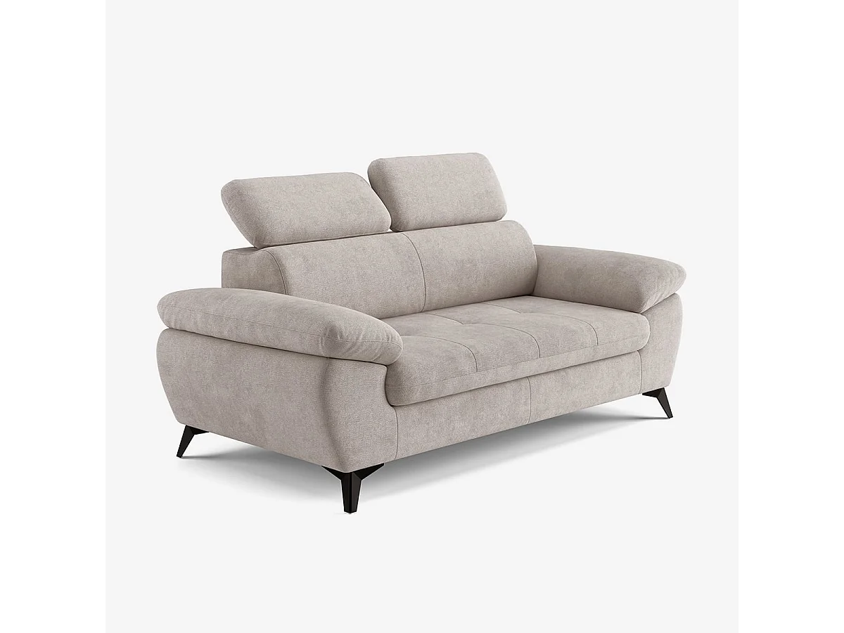 Sofá moderno de 2 plazas en tela con reposacabezas ajustable Savi - Gris