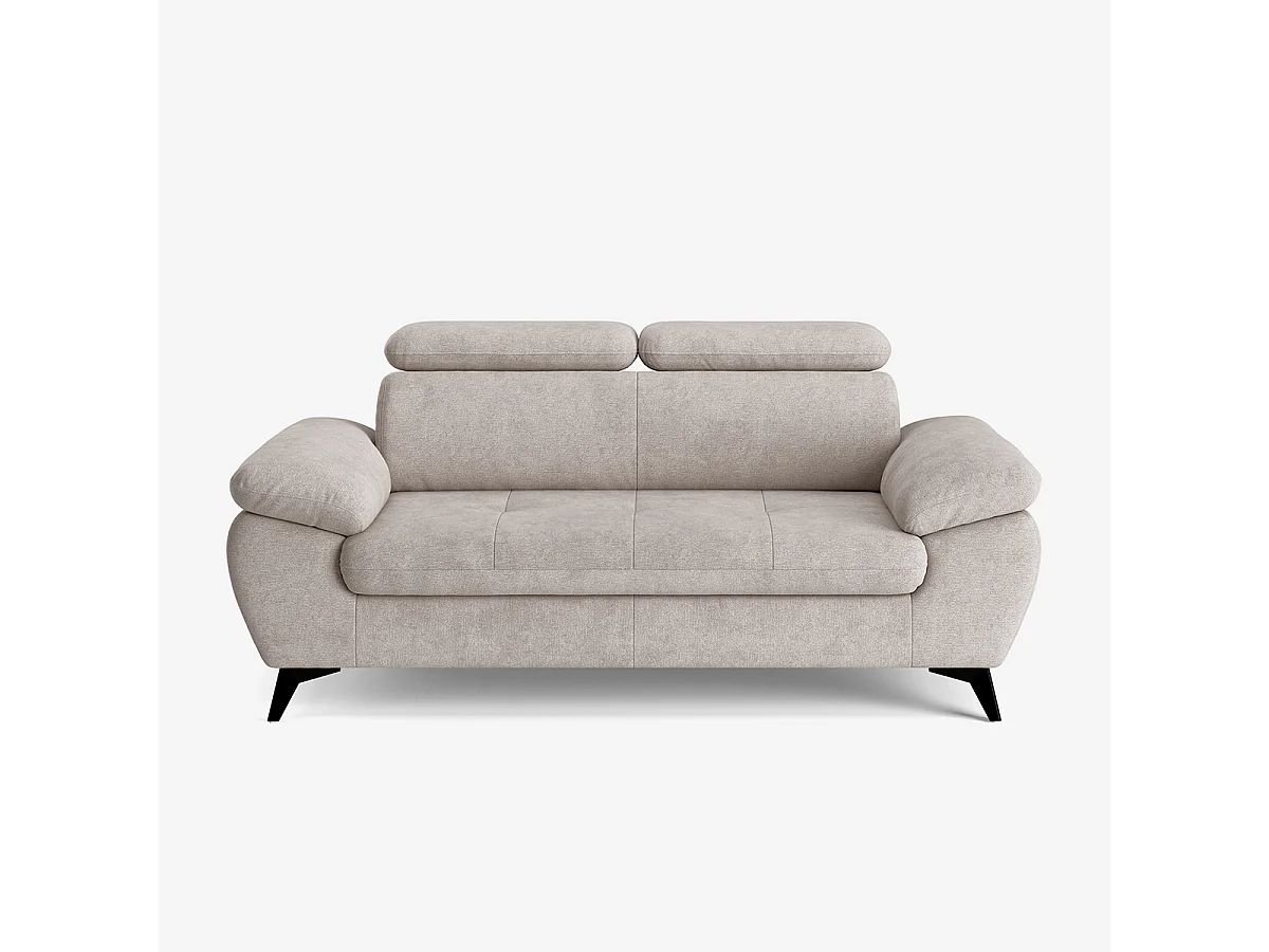 Sofá moderno de 2 plazas en tela con reposacabezas ajustable Savi - Gris