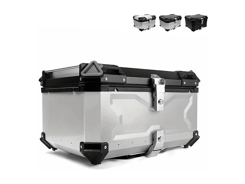 Universeller Motorroller Topcase 65 Liter für zwei Helme Maverick XL - Schwarz - Silver