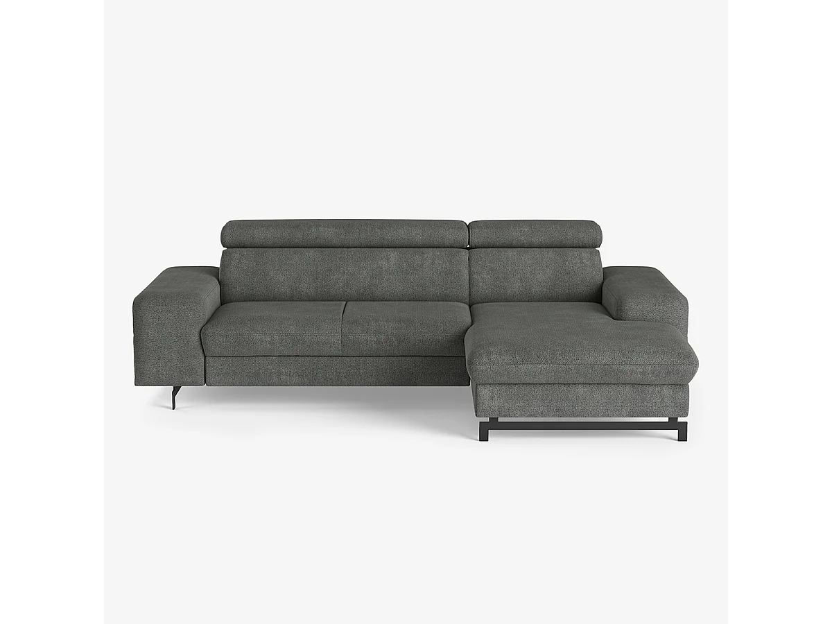 Divano angolare 3 posti con penisola destra poggiatesta regolabile Hiala - Grigio