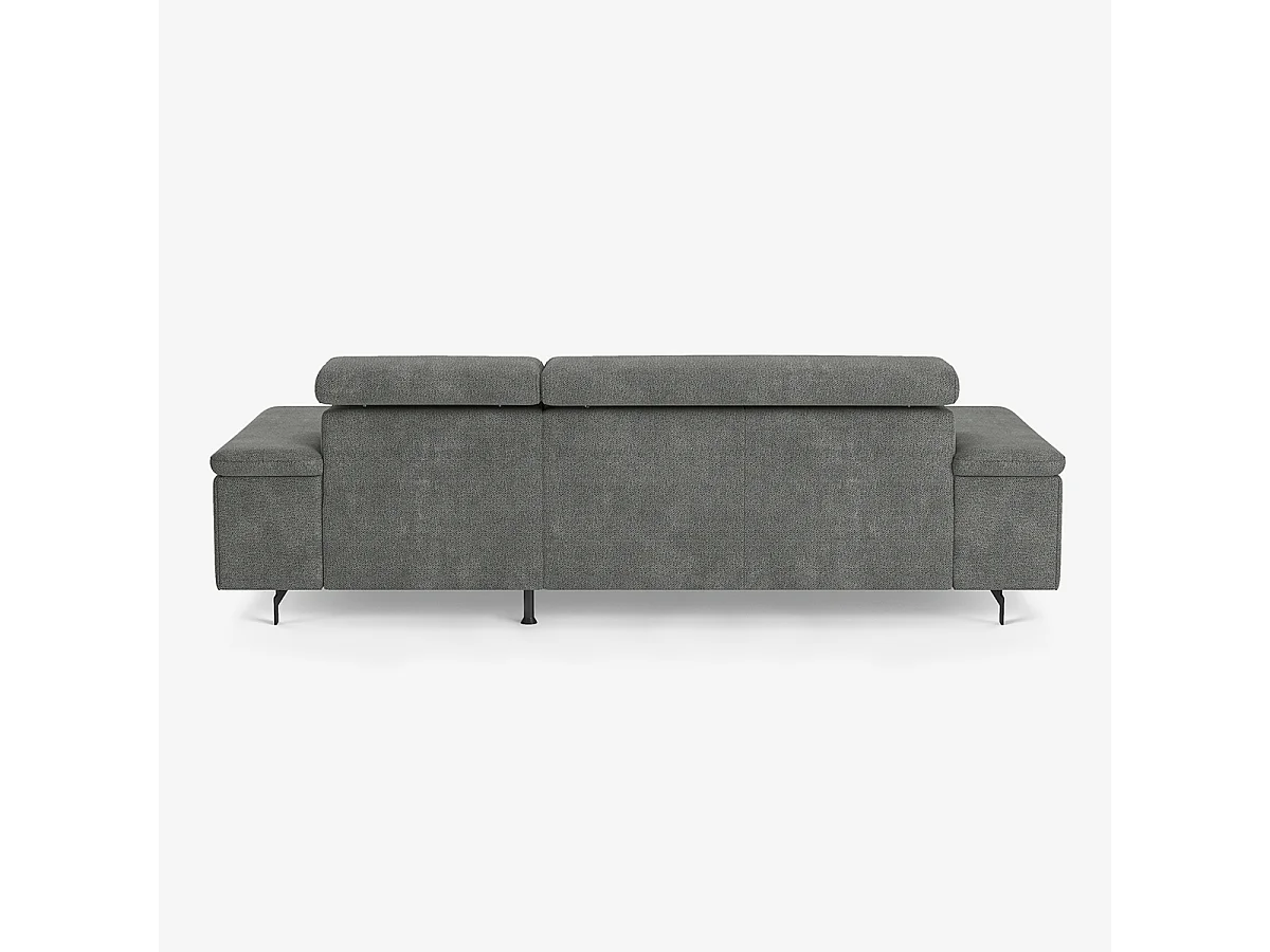 Divano angolare 3 posti con penisola destra poggiatesta regolabile Hiala - Grigio