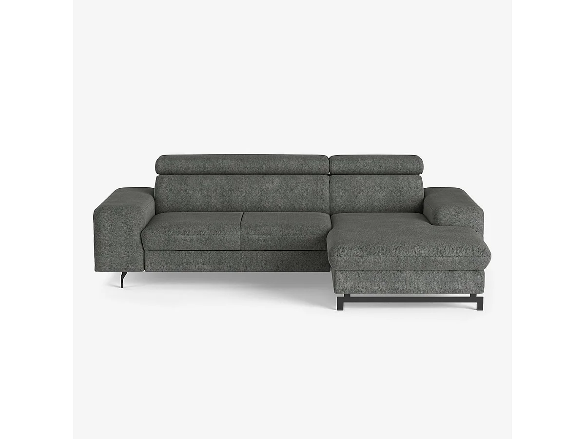 3-Sitzer Ecksofa mit rechter Ottomane und verstellbarer Kopfstütze Hiala - Grau