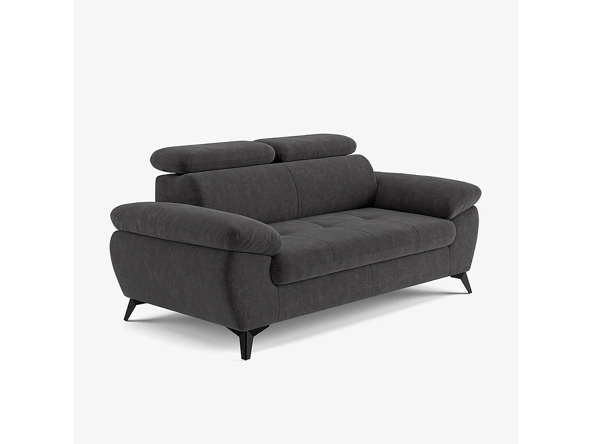 Divano 2 posti moderno in tessuto con poggiatesta regolabile Savi - Nero