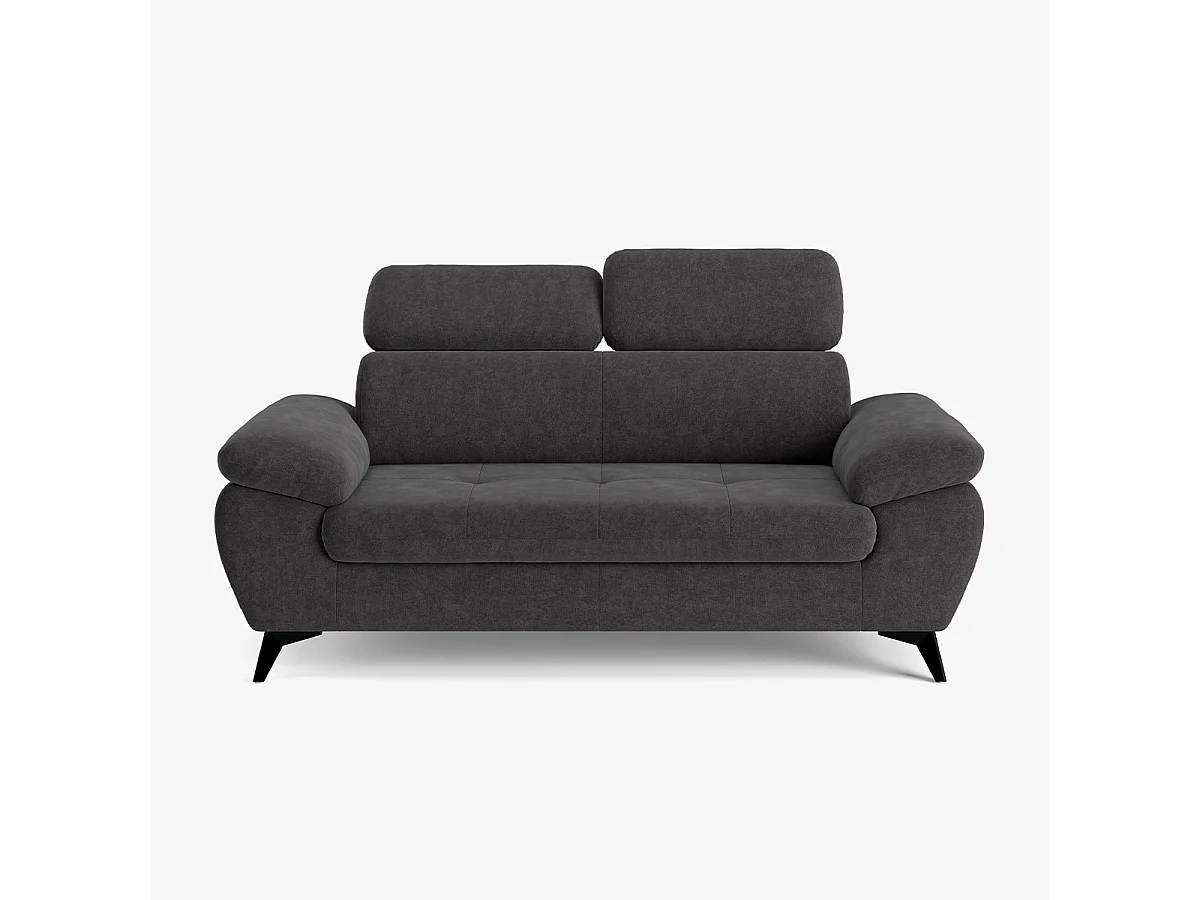 Sofá moderno de 2 plazas en tela con reposacabezas ajustable Savi - Negro